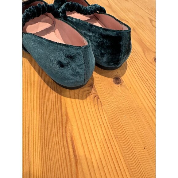Pretty Ballerinas X FREE PEOPLE Avey Embellished Flats Green Velvet Size 37 NEW - Picture 4 of 6